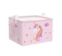 Clastyle Paniers Rangement Licorne Nuage Etoile Coeur Rectangulaire Rose Boîtes de Rangement Cubique pour la Chambre des Enfants, 36x26x23 cm