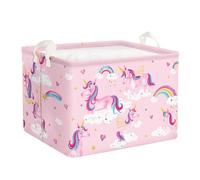 Clastyle Paniers Rangement Licornes Nuage Arc-en-ciel Coeur Rose Boîtes de Rangement Cubique pour la Chambre des Enfants, 40x30x30 cm