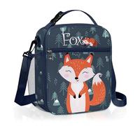Clastyle Sac Isotherme Repas Enfant Bleu Renard Petit Sac à Lunch Isolé mit Porte-bouteille Lunch Box Isotherme Fille Garçon pour L'école