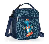 Clastyle Sac Isotherme Repas Enfant Monstres Petit Sac Lunch Box Portable Sac Dejeuner Garçons pour L'école,Dinosaure skateboard