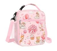 Clastyle Sac Isotherme Repas Enfant Rose Lunch Bag Isotherme Filles Petit Sac Lunch Box pour L'école Étudiant Pique-nique, Ballon Animaux