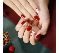 Clataly 24 PCS Noël Faux Ongles Mignons - Père Noël, Flocon de Neige, Wapiti - Ongles Courts Carrés Pressés (D)