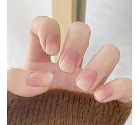 Clataly 24pcs arbre de Noël amour court clou faux PERLE FLEUR chien lapin acrylique faux clou fille Nail Print (K)