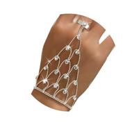 Clataly Bague en cristal bague de mariage bracelet bracelet chaîne argent Finger ring chaîne bracelet bracelet sangle chaîne femme bijoux à la main