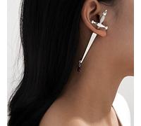 Clataly d'oreilles gothiques longue épée rouge goutte d'eau boucles d'oreilles Croix dague vis boucle d'oreille arrière clips boucles (boucles d'oreilles simples) (Argent)