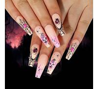 Clataly Halloween démon citrouille fantôme faux ongles sang coulant clown faux ongles étoiles lune faux ongles appuyé sur faux ongles (F)