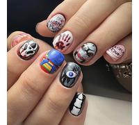 Clataly Halloween faux ongles drôles de flèches piercing coeur faux ongles araignées grimaces ongles presse faux ongles (C)