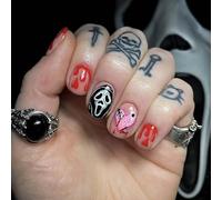 Clataly Halloween faux ongles drôles de flèches piercing coeur faux ongles araignées grimaces ongles presse faux ongles (B)