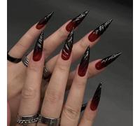 Clataly Lot de 24 faux ongles longs et pointus dégradés 3D pour Halloween