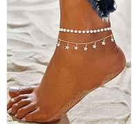 Clataly soleil lune bracelet cheville multicouche ananas amour tortue cheville perles d'été accessoire plage pied femme fille bijoux (Chaîne de pied perle)