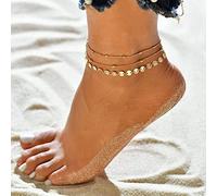 Clataly soleil lune bracelet cheville multicouche ananas amour tortue cheville perles d'été accessoire plage pied femme fille bijoux (Chaîne de pied à paillettes)