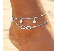 Clataly soleil lune bracelet cheville multicouche ananas amour tortue cheville perles d'été accessoire plage pied femme fille bijoux (Lettre 8 chevilles)