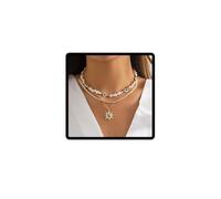 Clataly Sunflower turquoise collier pendentif or Vintage fleur plat sequin collier perle oeil perles collier femme et fille bijoux (Collier d'or B)