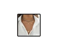 Clataly Sunflower turquoise collier pendentif or Vintage fleur plat sequin collier perle oeil perles collier femme et fille bijoux (Collier d'or A)