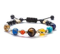 Clataly Système solaire bracelet univers galaxie huit planètes Guardian Star bracelet onyx perles bracelet Bijoux Hommes Femmes cadeaux (Bracelet tissé)