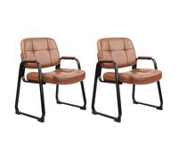 CLATINA Big & Tall 400 LBS chaises d'attente avec accoudoirs rembourrés, Chaise de Bureau Stationnaire en Cuir pour la réception Lobby Réunion Conférence Salle de Vacances Scolaires, Marron, Lot de 2