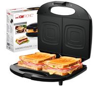 Clatronic Appareil à croque-monsieur | pour plaques à croque-monsieur carrées | grille-pain à croque-monsieur avec revêtement antiadhésif | avec feu de cuisson | jusqu'à 820W | ST 3814 noir