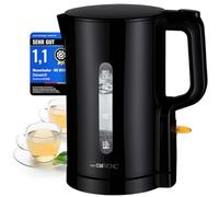 Clatronic Bouilloire 1,7 L | 2200 W pour Un Chauffage Rapide | sans BPA | Utilisation d'une Seule Main | Indicateur de Niveau d'eau | Bouilloire | Protection Contre la surchauffe | WK 3835 Noir