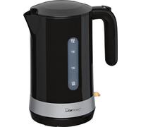 Clatronic Bouilloire 1,8L avec élément chauffant dissimulé en acier inoxydable | Kettle avec filtre anticalcaire amovible & couvercle verrouillable |à une main | 2200W | Bouilloire noire | WK 3452