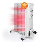 Clatronic Chauffage soufflant - Chauffage Electrique - Radiateur Soufflant RA 3736 - Radiateur à Bain d'Huile - roulettes - 3 Niveaux de Chauffe - Thermostat - Arret Automatique - 2000 Watts Blanc