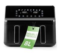 Clatronic® Double friteuse à air chaud | Capacité 8L | Système de cuisson simultanée | Airfryer XXL avec 2 cuves séparées | 8 programmes automatiques | Economie de temps et d'énergie | FR 3804 H