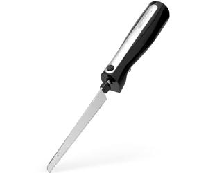 Clatronic EM 3702 couteau électrique, couteau électrique, couteau de cuisine électrique, aide de cuisine avec moteur de 120 W, boîte de rangement incluse, acier inoxydable/noir