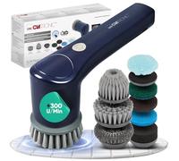 Clatronic, ERB3815A Brosse Nettoyante Électrique sans Fil - Puissante, 300 TR/Min, Autonomie 90 Min, Compacte, 8 Accessoires Inclus, Idéale pour Carreaux, Grils, Voitures, Cuisinières, et Plus, Bleu