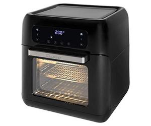 Clatronic FR 3747 H Friteuse à air chaud, quatre hauteurs de chargement pour des résultats de cuisson optimaux, sans huile ni graisse, 11 litres, commande Sensor Touch, écran LED, noir