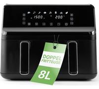 Clatronic® Friteuse à double air chaud | Friteuse à air chaud d'une capacité de 8,0L | Airfryer XXL avec 2 récipients séparés | 8 programmes automatiques | Economie de temps et d'énergie | FR 3804 H