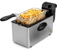 Clatronic FR 3586 Friteuse en acier inoxydable 2,5L Parfait pour les frites et les nuggets, faible odeur de friture, chauffage rapide Thermostat réglable en continu, Inox