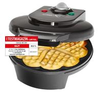 Clatronic Gaufrier avec env. Ø 18 cm de surface de cuisson | Forme de cœur | Degré de brunissage réglable en continu & 2 lampes de contrôle | 1200W | WA 3491 noir