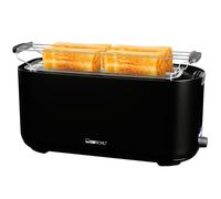 Clatronic Grille-Pain 2 Fentes Longues 1400W Noir TA3802 - Fonction Décongélation, Réchauffage, Arrêt Automatique, Niveau de Brunissement Réglable, Tiroir à Miettes, Pieds Antidérapants