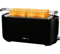 Clatronic Grille-Pain 2 Fentes Longues 1400W Noir TA3802 - Fonction Décongélation, Réchauffage, Arrêt Automatique, Niveau de Brunissement Réglable, Tiroir à Miettes, Pieds Antidérapants
