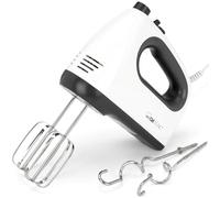 Clatronic HM 3775 Mixeur à main/batteur à main/batteur à main avec 5 niveaux de vitesse, niveau turbo et touche d'éjection, fouet et crochet de pétrissage en acier inoxydable inclus, blanc/gris