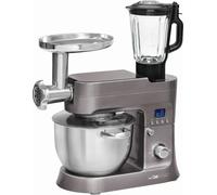Clatronic Machine à pétrir avec hachoir à viande | Accessoire de mixage en verre | Fonction pâtes | Écran LCD numérique | Bol mélangeur en acier inoxydable de 6,2L | 1200W | KM 3674 Titan