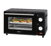 Clatronic MB 3746 Mini-four, capacité 8 litres, chauffage de voûte et de sole, minuterie 60 minutes avec signal de fin de cuisson, noir, avec grille, plaque de cuisson [classe énergétique B]