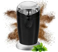 Clatronic moulin à café électrique, moulin à café avec lame à percussion en acier inoxydable, capacité 40 g, moteur 120 watts, noir-acier inoxydable, KSW 3306