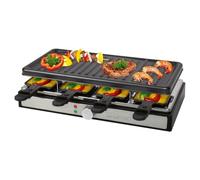 Clatronic® RG 3757 Raclette pour 8 personnes avec plaque de cuisson amovible et grill à raclette avec revêtement anti-adhésif, 8 poêlons inclus, raclette avec boîtier Cool Touch, appareil à raclette