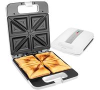 Clatronic ST 3629 Appareil à croque-monsieur, grille-pain à croque-monsieur, plaques à croque-monsieur triangulaires (revêtement anti-adhésif), réglage automatique de la température, 1200 watts, blanc