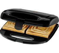 Clatronic, Appareil à Sandwich/Croque-monsieur ST3814 Noir - Plaques Carrées Antiadhésives, Poignée Calorifugée, Régulateur de Température Automatique, 680-820W, Système de Verrouillage Variable