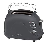 Clatronic TA 3565 Grille-pain à 2 tranches, boîtier Cool-Touch, grille réchauffe-viennoiseries (intégré), fonction réchauffage, décongélation, fonction arrêt rapide, gris