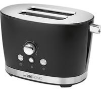 Clatronic TA 3690 Grille-pain Vintage Retro, 2 tranches, 3 fonctions Rehausse petits pains Noir
