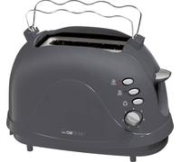 Clatronic TA 3565 Grille-pain à 2 tranches, boîtier Cool-Touch, grille réchauffe-viennoiseries (intégré), fonction réchauffage, décongélation, fonction arrêt rapide, gris