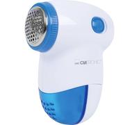 Clatronic TC 3758 Textil Mini Cleaner pour enlever efficacement Les Peluches et Les Petits Bouloches, Lame en Acier Inoxydable à 3 Niveaux, Petit et maniable, Blanc/Bleu, 52 x 98 x 74 mm