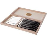 Claude Dozorme Cdozorme 3223 Coffret 6 Couteaux Steak Laguiole, 22 cm, INOX à Dents, Manche Noir. Non garantis Lave-Vaisselle.
