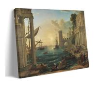 Claude Lorrain Poster décoratif « The Embarkation of The Queen of Sheba » - Décoration d'intérieur - Peinture à l'huile sur toile - 40 x 60 cm