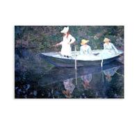 Claude Monet Affiche de décoration murale avec inscription « In The Norvegienne Boat at Giverny » - Pour bar, restaurant, garage, café - Sans cadre - 40,6 x 61 cm