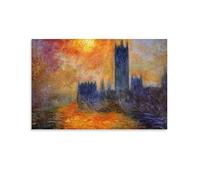 Claude Monet House of Parliament Sun Art Print Impression sur toile Décoration murale Décoration d'intérieur moderne 50 x 75 cm