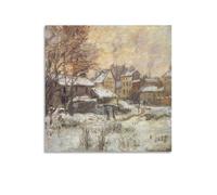 Claude Monet Impression sur toile effet neige avec soleil couché 70 x 70 cm