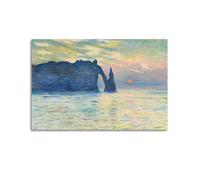 Claude Monet, La falaise, Étretat, Coucher de soleil, art vintage, art mural, impression sur toile, affiche murale décorative sur toile, affiches murales et art imprimé moderne pour chambre à coucher